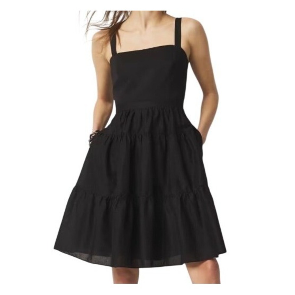 White House Black Market WHBM Womens 16 Black Fit & Flare Mini Sundress NWT